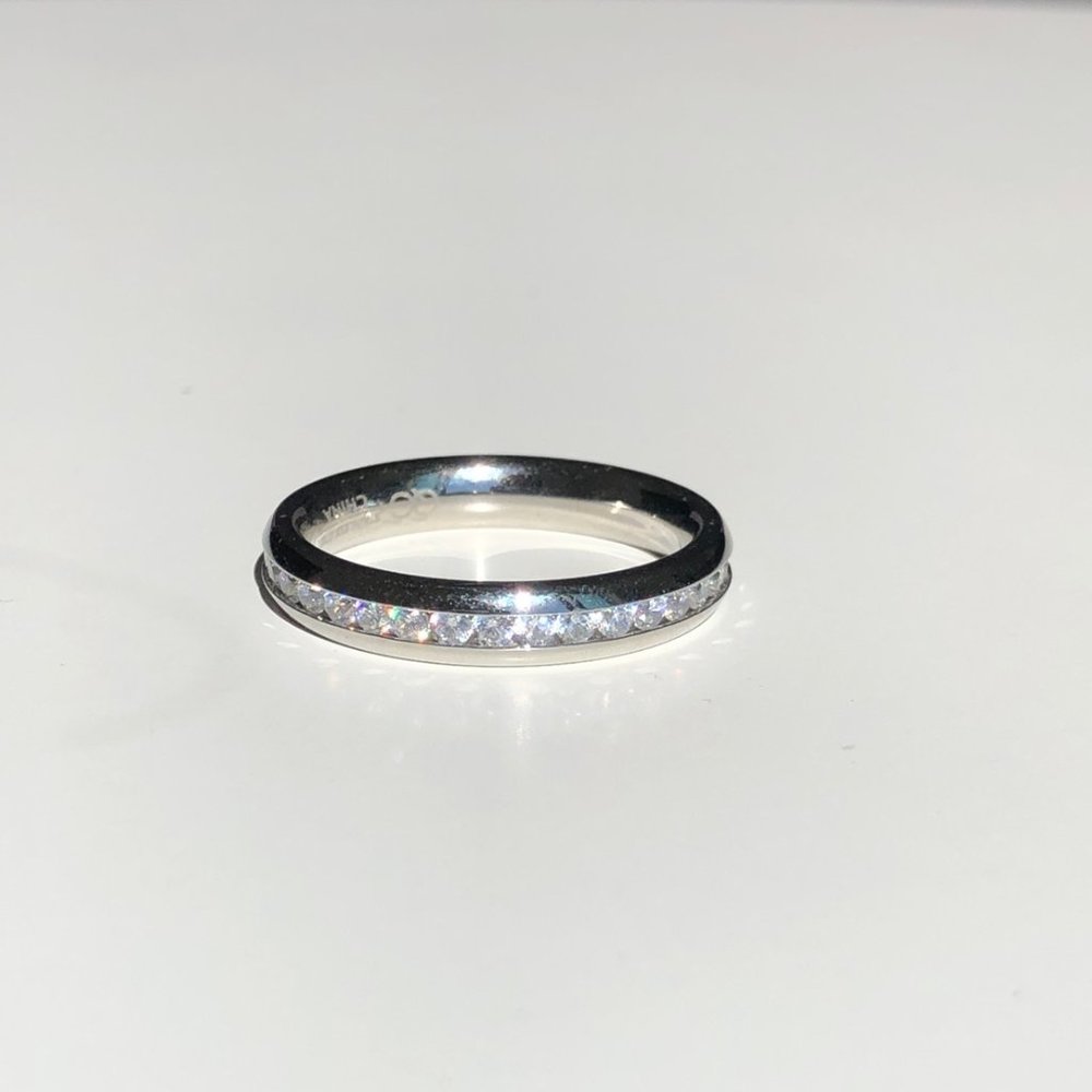 Cubic Zirconia Stainless Steel Eternity RIng